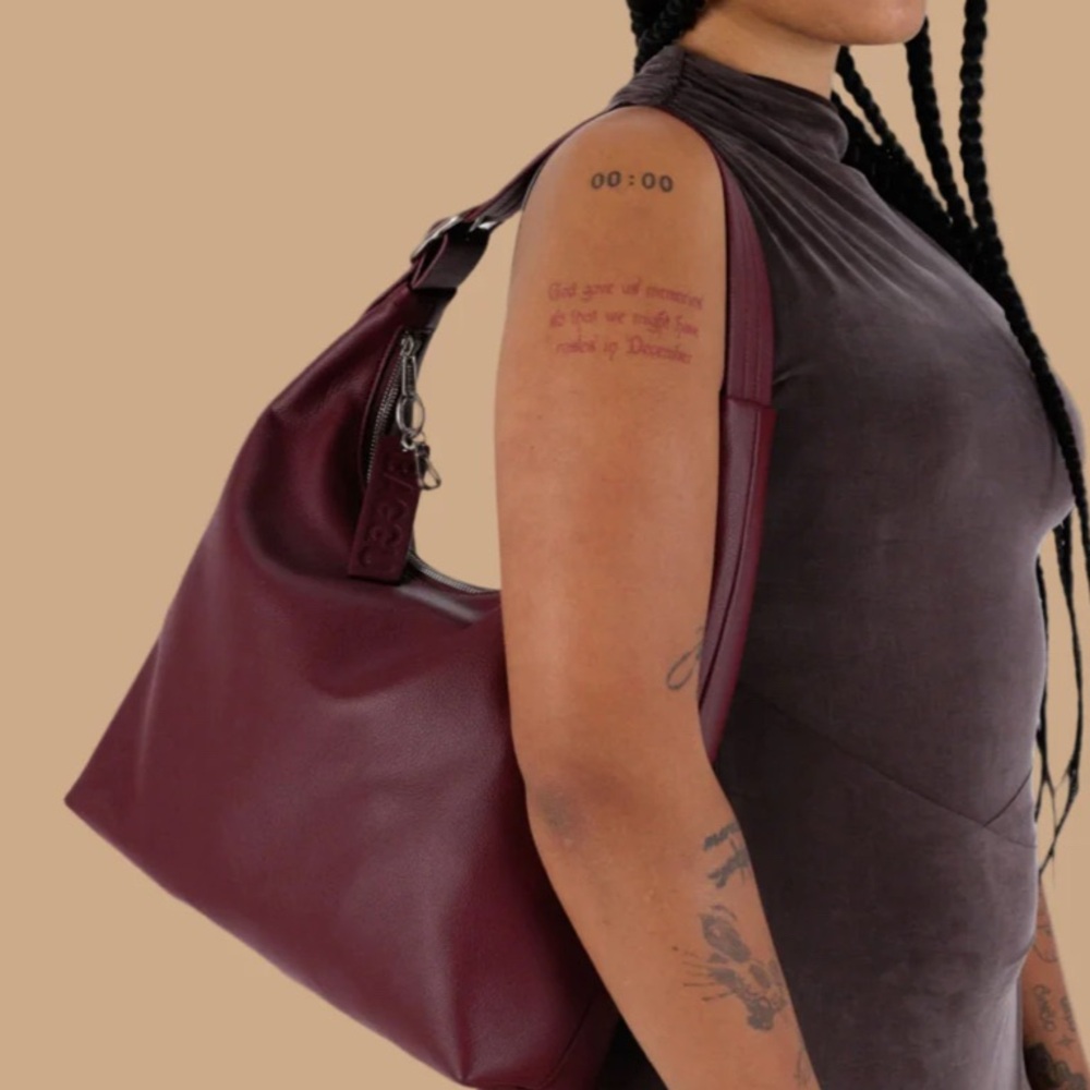 Baggu Leather Burgundy Shoulder Bag NWOT